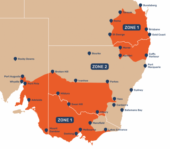 Zone 1 Delivery Map