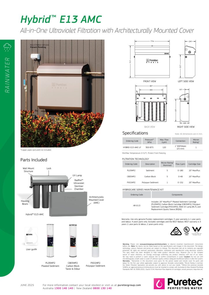 Puretec Hybrid E13AMC Specifications Puretec Hybrid E13AMC Specifications